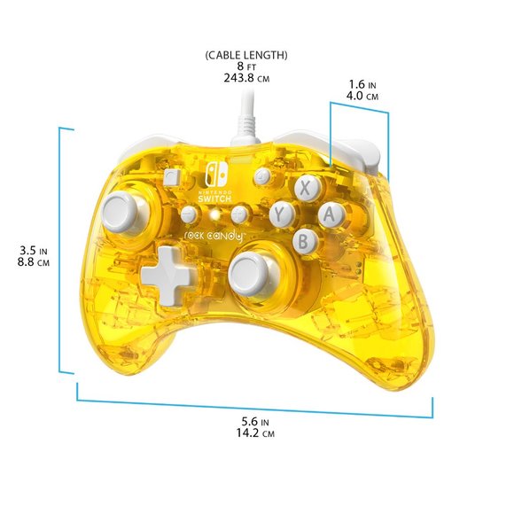 Nintendo Switch Controller Wired Rock Candy Yellow Pineapple Pop PDP New Sealed - Picture 5 of 10